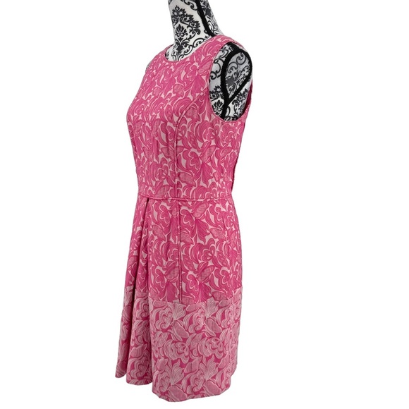 Cynthia Steffe Pink Floral Pleated Sleeveless Mini Dress Fit and Flare Tea Party - Picture 10 of 12